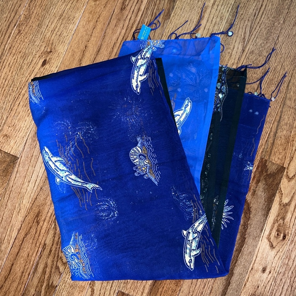 Beautiful Tropical Dolphins & Palm Tree’s Beach Cover Up Sarong From Aruba